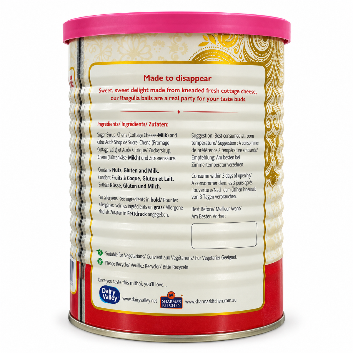 Dairy Valley (Happy Halwai) - Rasgulla Tin 14 Pcs (1kg) 17.09.2027