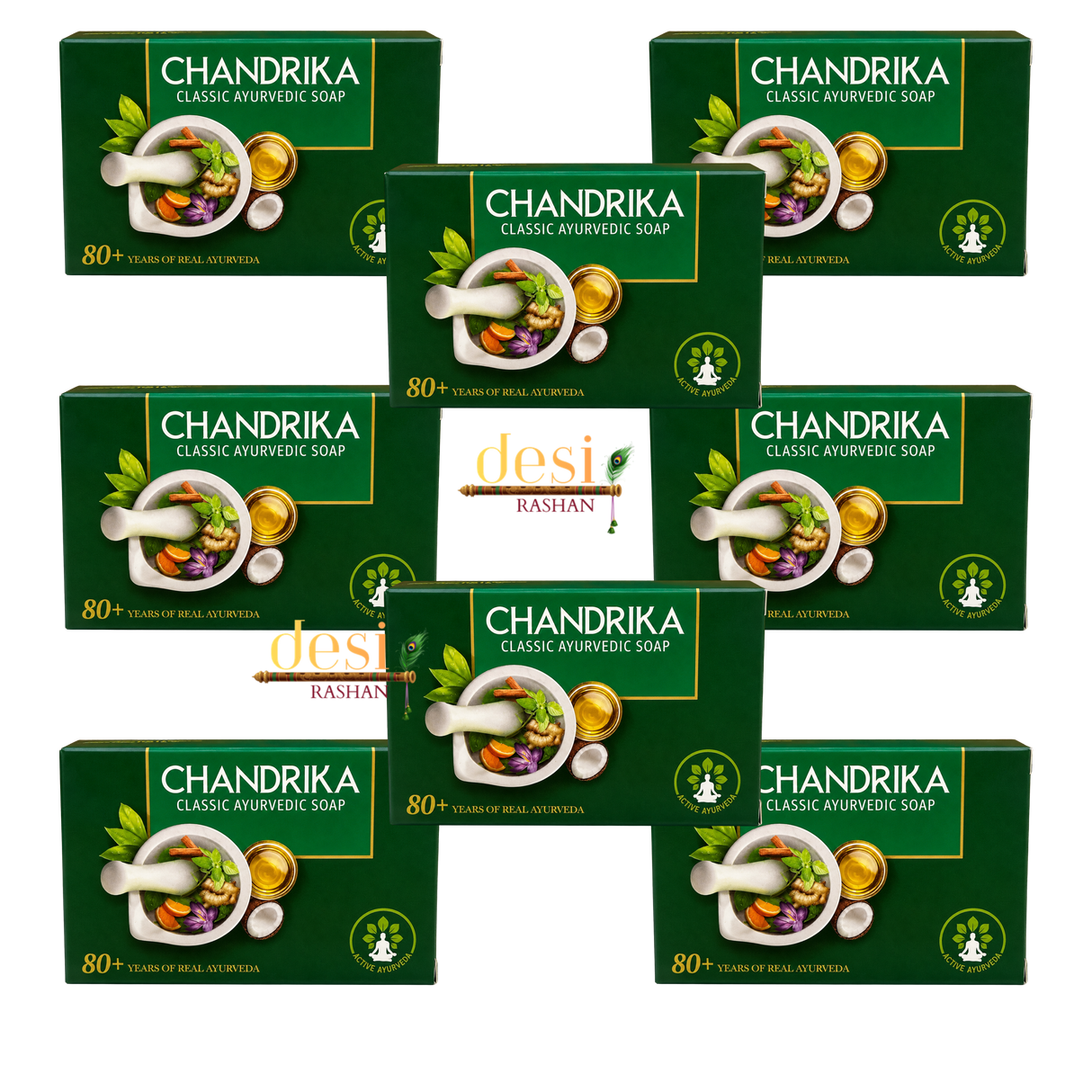 Chandrika - Classic Ayurvedic Soap 8 Pack of (75g) 31.03.2027