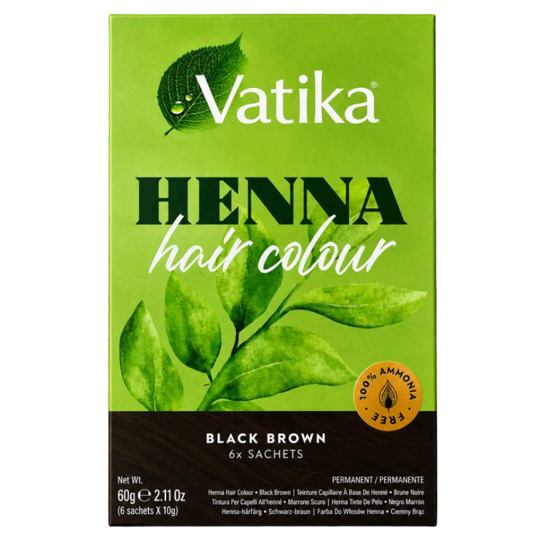 Vaitka - Henna Hair Color "BLACK BROWN" 6 Sachets (90g) 30.09.2027