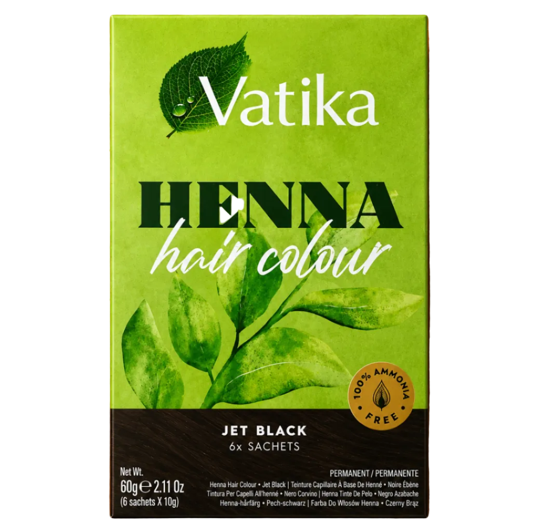 Vaitka - Henna Hair Color "JET BLACK" 6 Sachets (90g) 30.09.2027