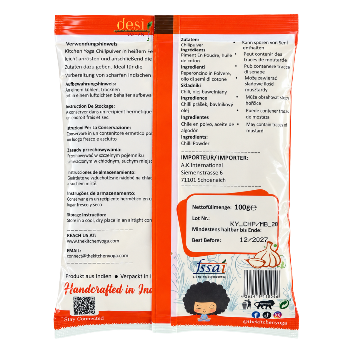 Kitchen Yoga - Red Chilli Powder (100g) 31.12.2027