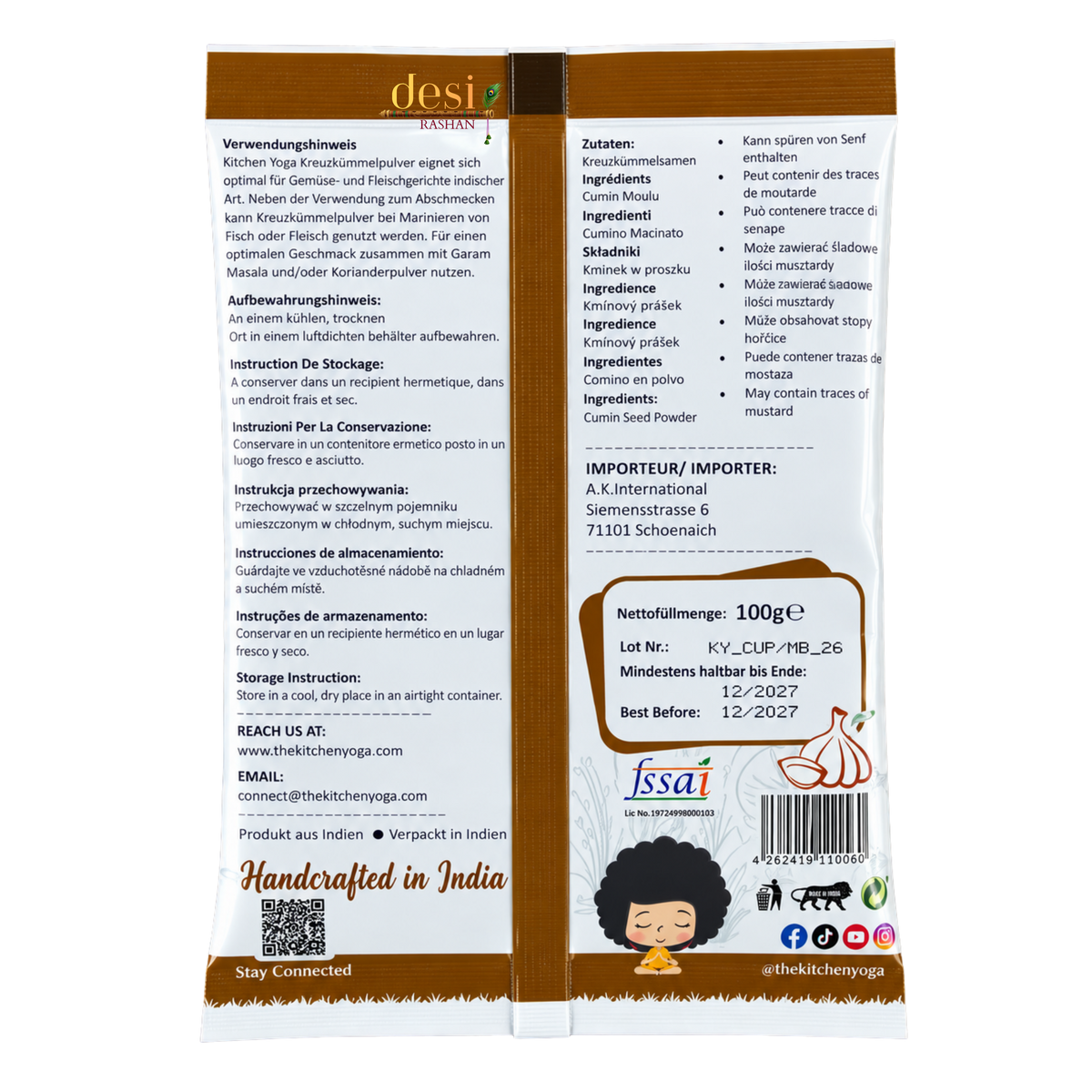 Kitchen Yoga - Cumin Powder/Jeera Powder (100g) 31.12.2027