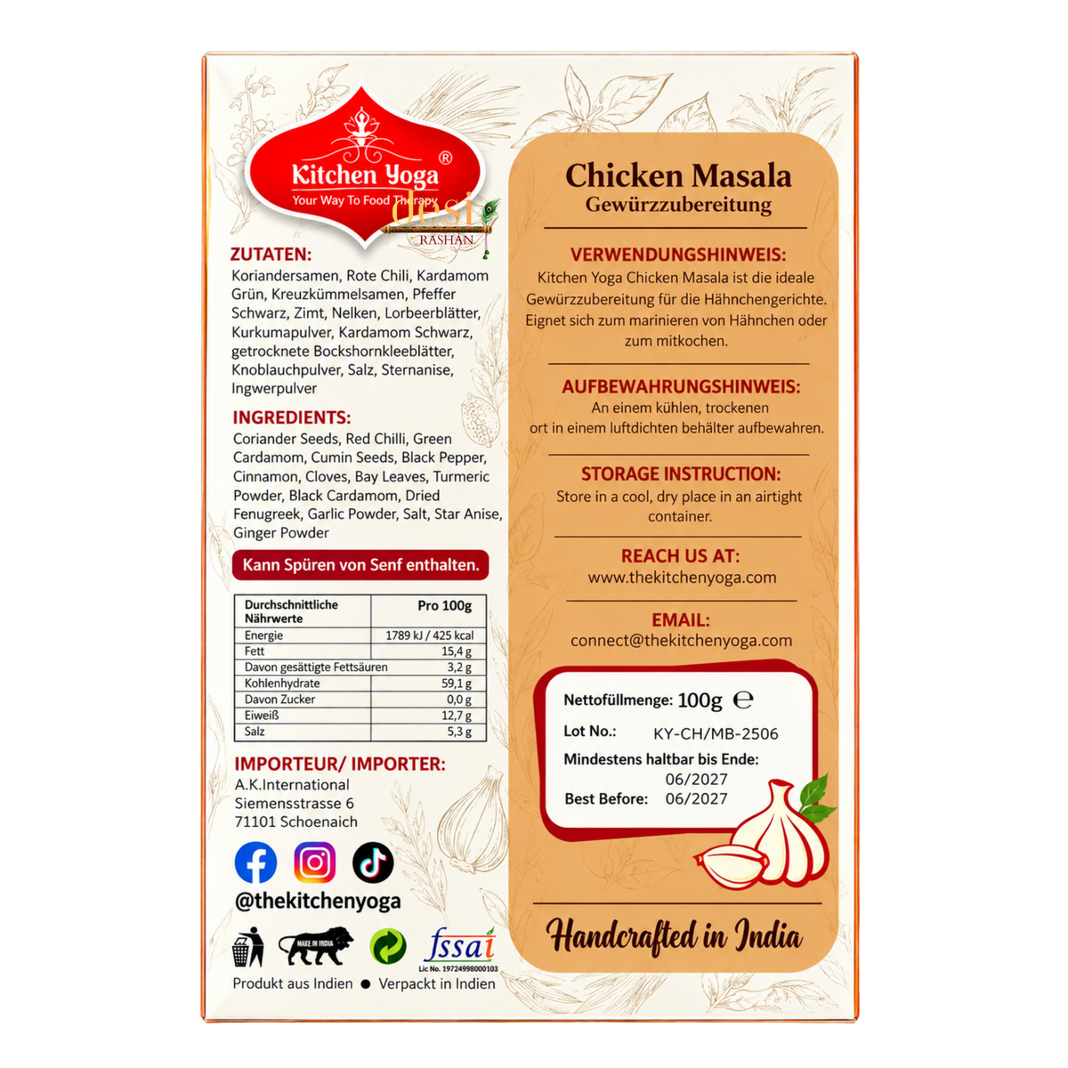 Kitchen Yoga - Chicken Masala (100g) 31.05.2027