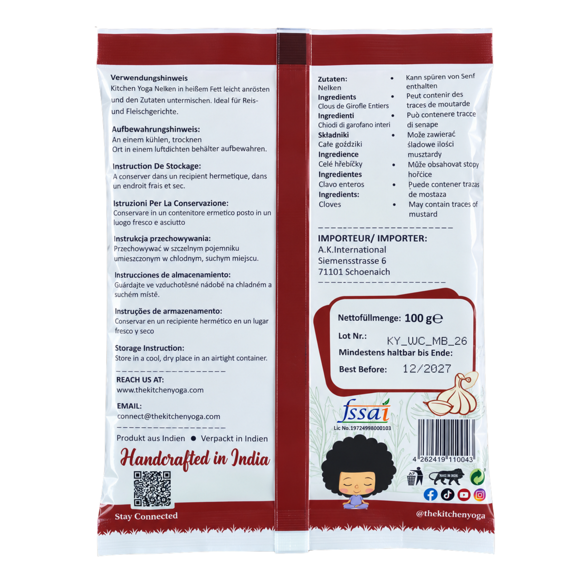 Kitchen Yoga - Clove Whole (100g) 31.12.2027