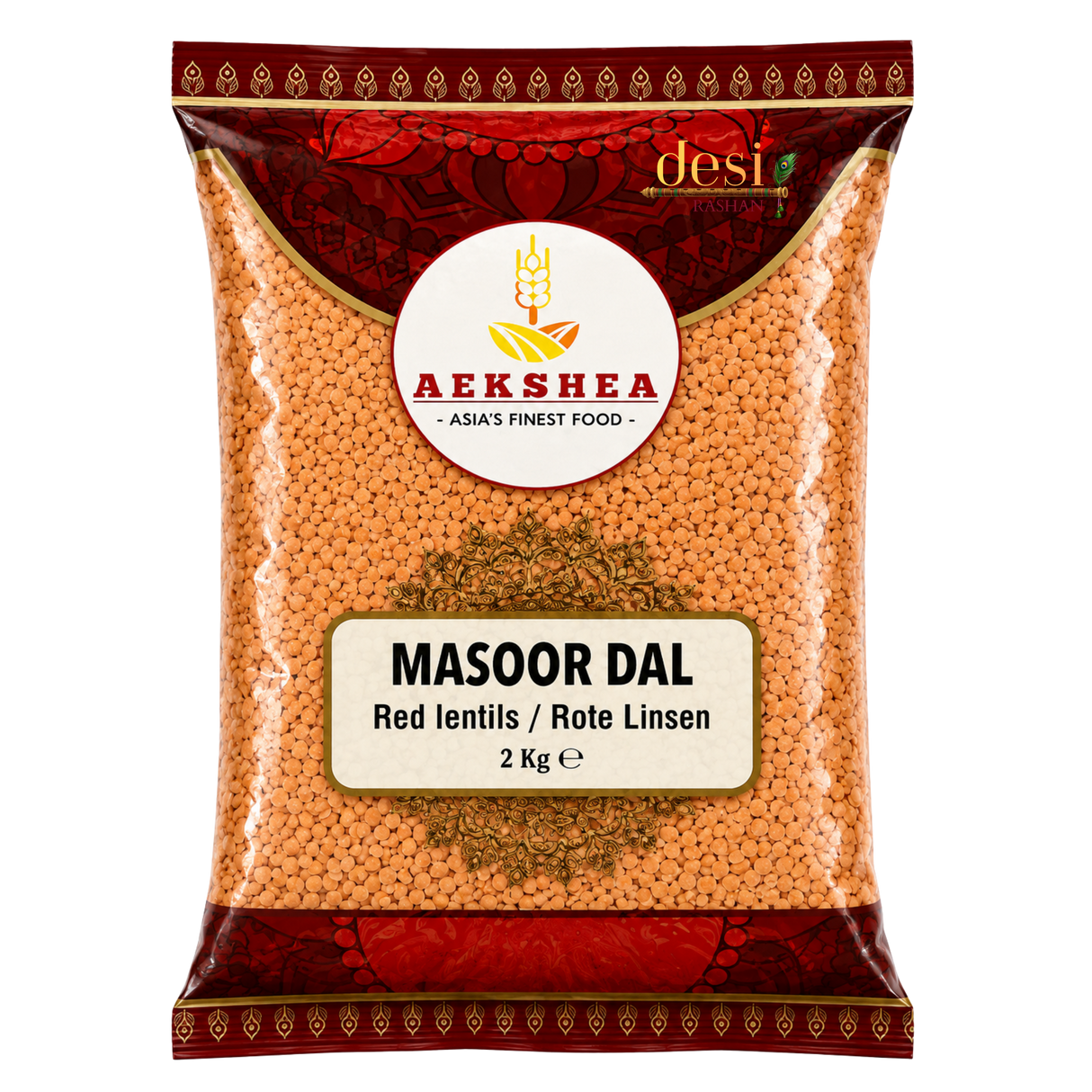 Aekshea - Red Lentils Masoor Dal (2Kg) 25.02.2028