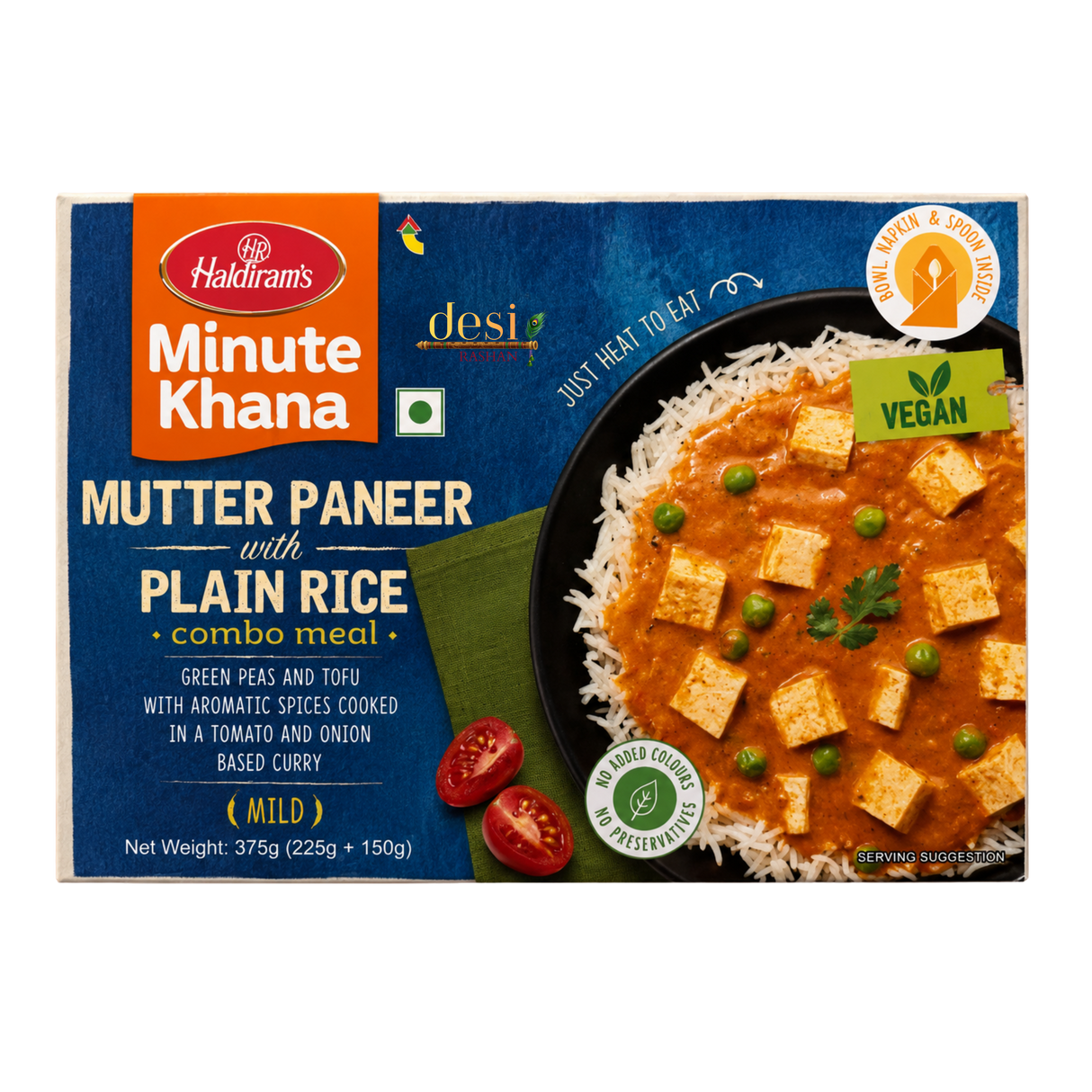 Haldiram's - RTE Mutter Paneer With Rice (225g) + (150g) 19.06.2027