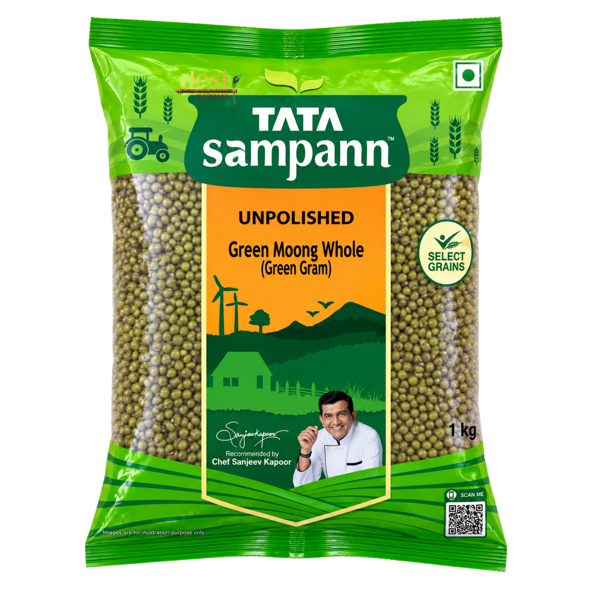 Tata Sampann - Moong Whole/Mung Beans (1Kg) 30.06.2028