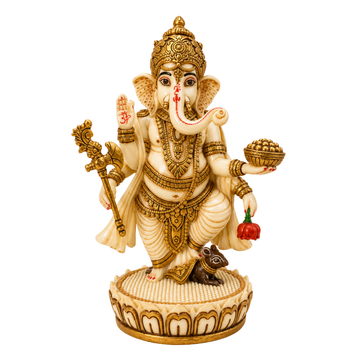 Marble Mix Standing Lord Ganesha Idol – Ganpati Bappa Murti for Home Temple & Décor