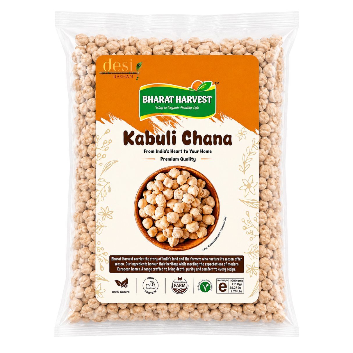 Bharat Harvest - Chickpeas Kabuli Chana (1Kg) 25.01.2027