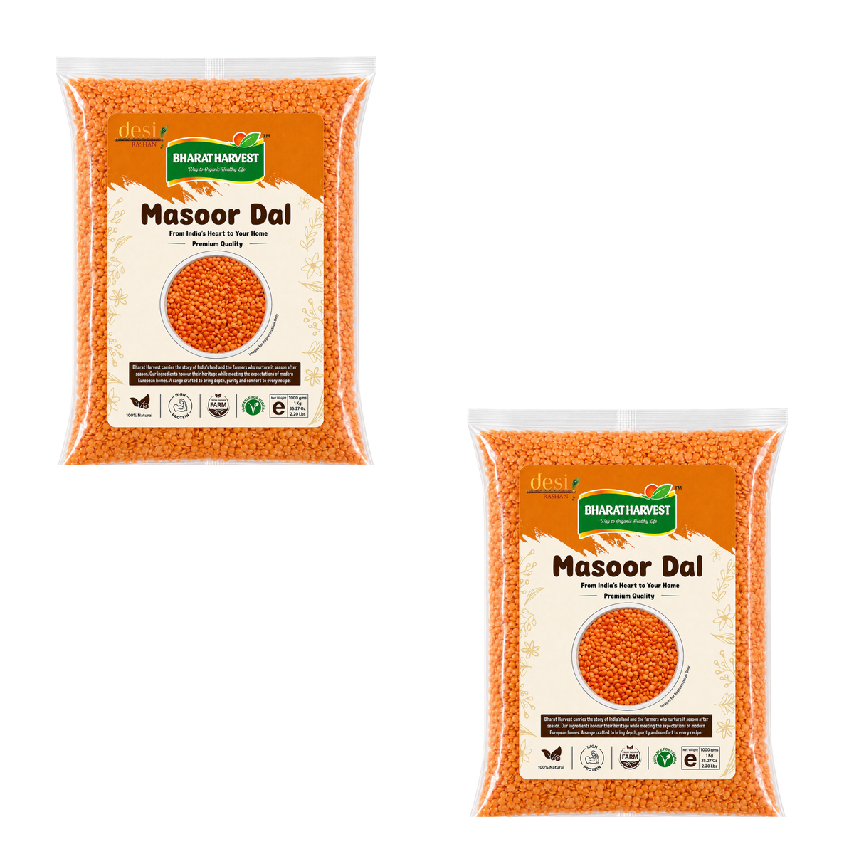 Bharat Harvest - Masoor Dal/Red Split Lentils (2Kg) 25.01.2027