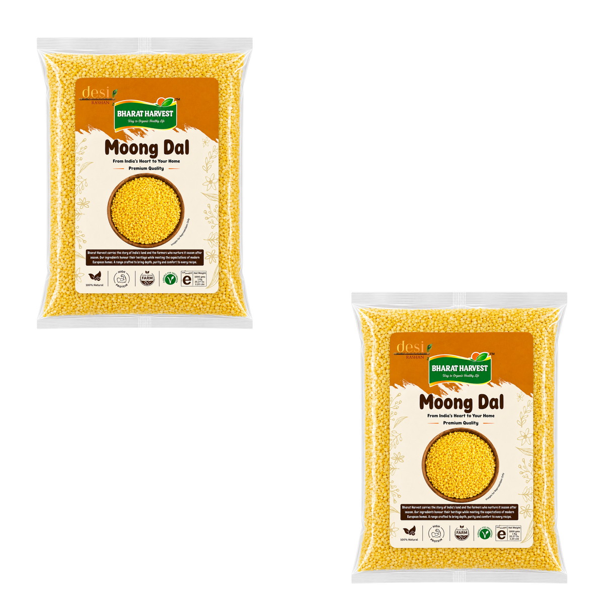 Bharat Harvest - Moong Dal/Yellow Split Lentils (2Kg) 25.01.2027