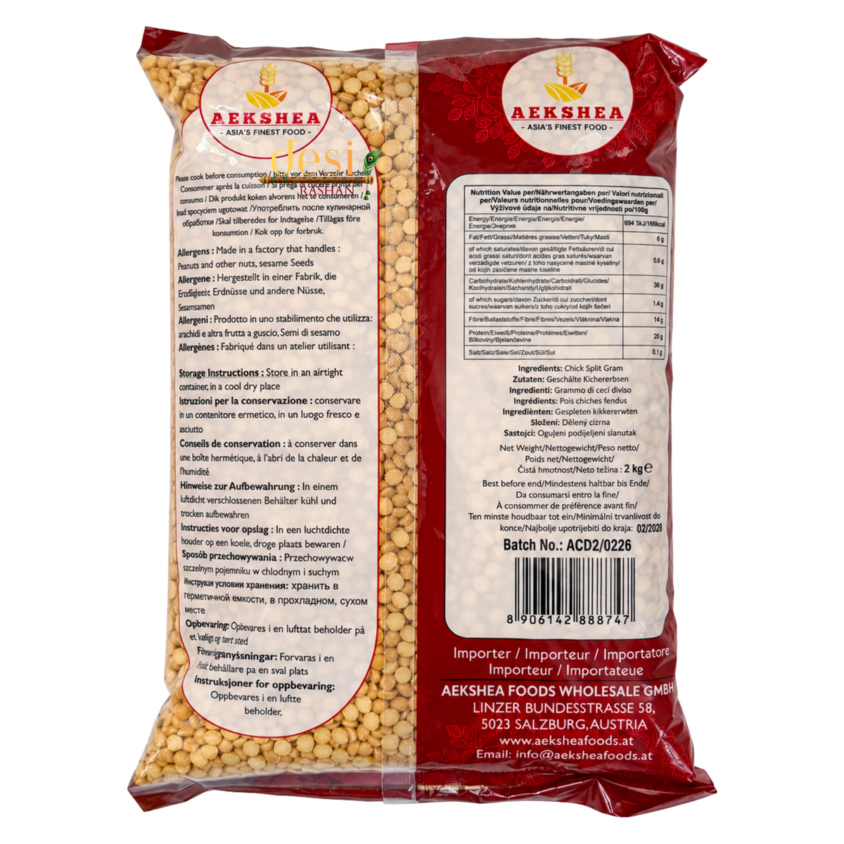 Aekshea - Chana Dal (2kg) 21.02.2028