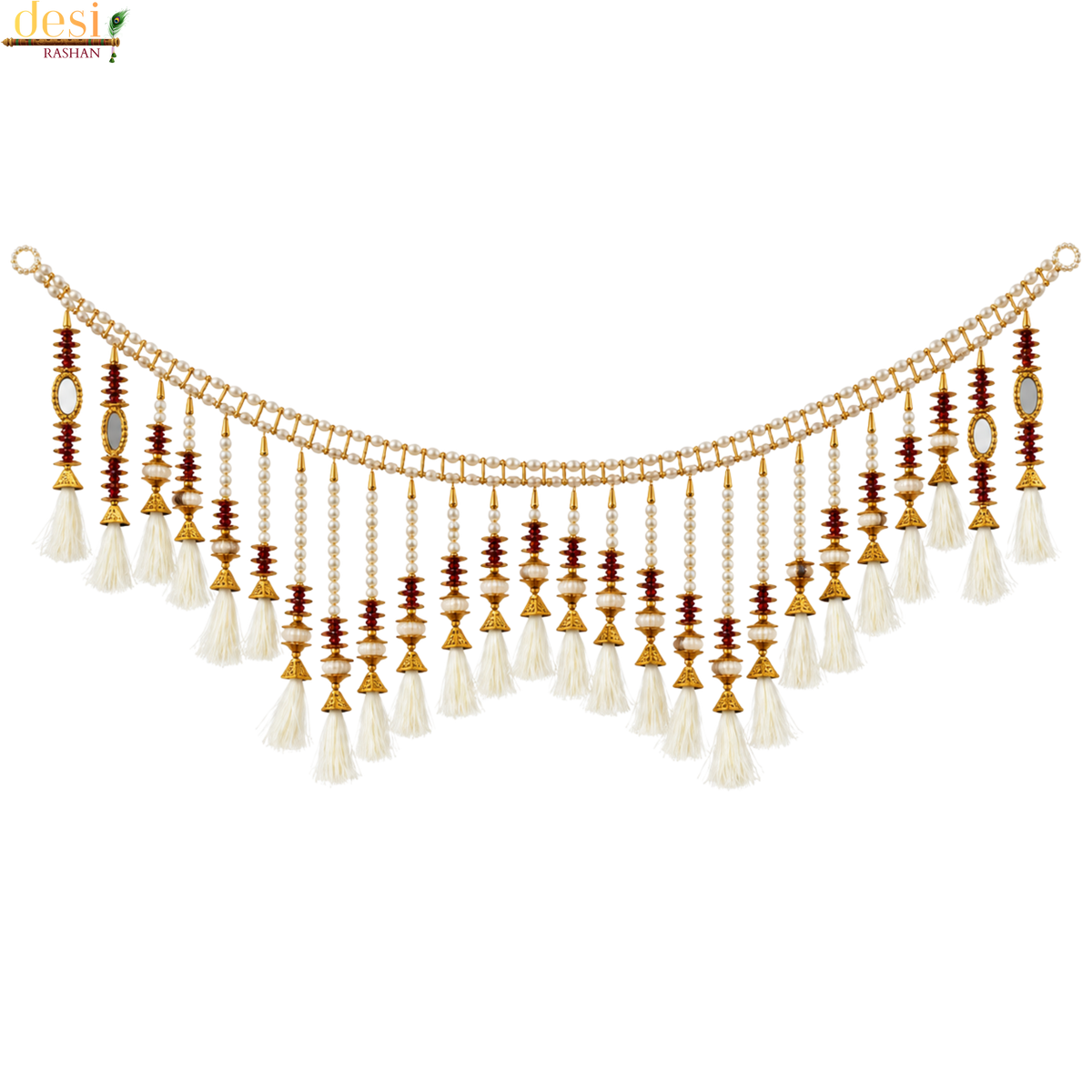 Pearl Beaded Decorative Door Toran with Tassels & Bells