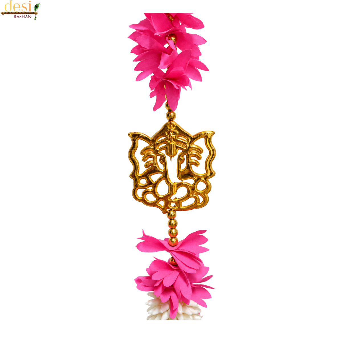 Pink Floral Shubh Labh Hanging Decoration with Bells – 125 cm