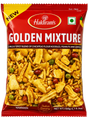 Haldiram's Golden Mixture snack packet on a white background