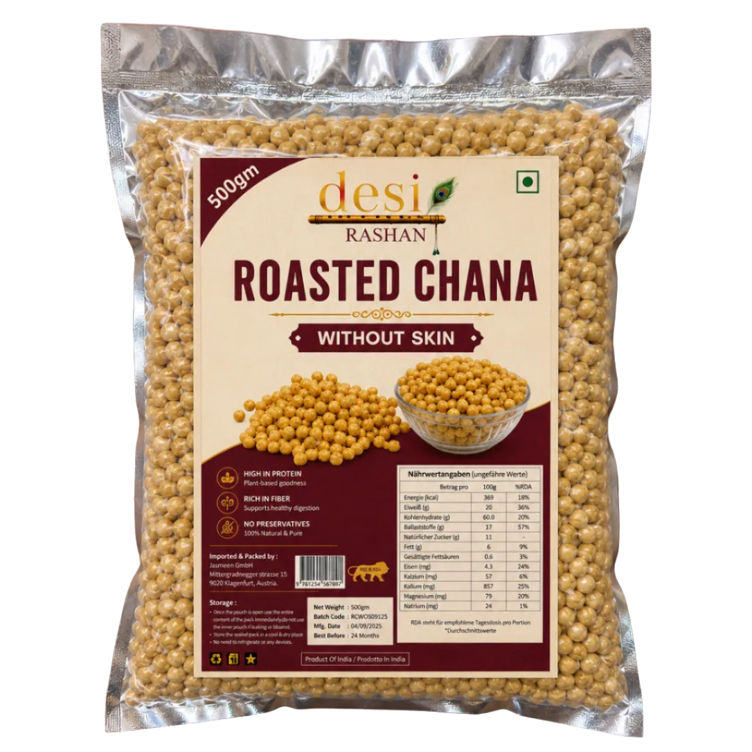 DesiRashan - Roasted Chana Without Skin (500g) 04.09.2027
