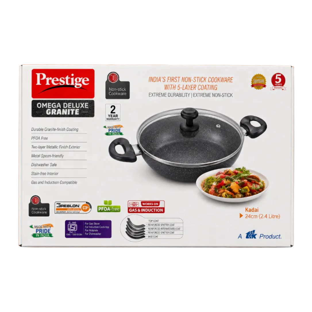 Prestige - Omni Kadai 24cm With Lid - 24cm