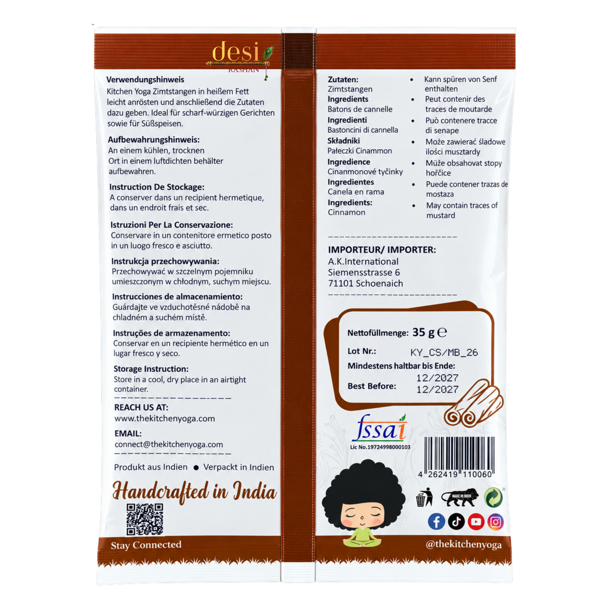 Kitchen Yoga - Cinnamon Sticks (35g) 31.12.2027