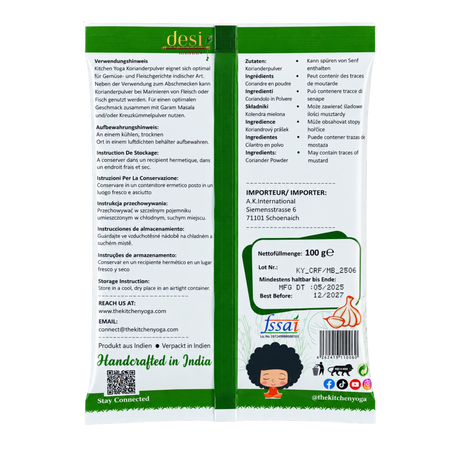 Kitchen Yoga - Coriander/Dhania Powder (100g) 31.05.2027