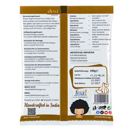 Kitchen Yoga - Cumin Seeds/Jeera Whole (100g) 31.12.2027