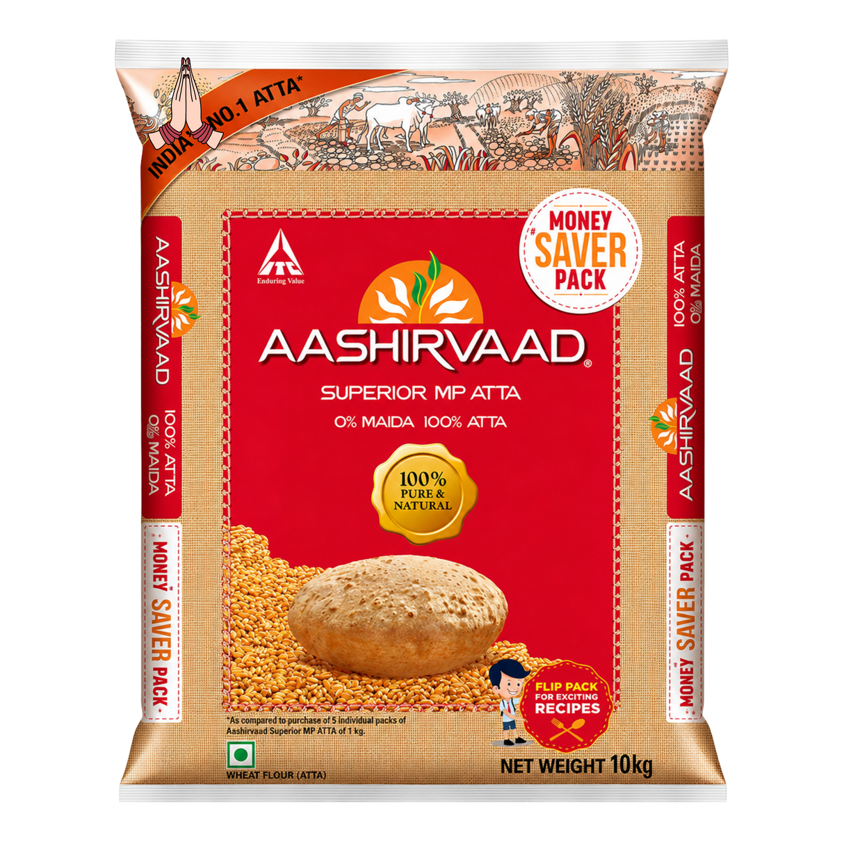 Aashirvaad - Chakki Atta/Whole Wheat (10kg) (Export) 13.02.2027