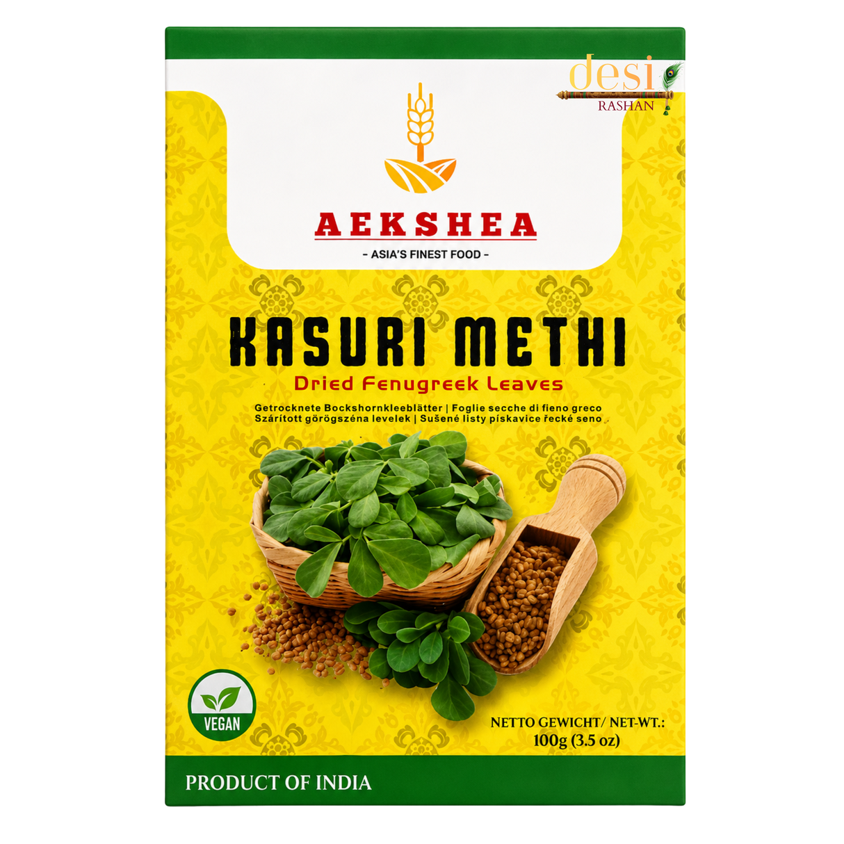 Aekshea - Kasoori Methi Fenugreek Leaves (100g) 31.10.2028