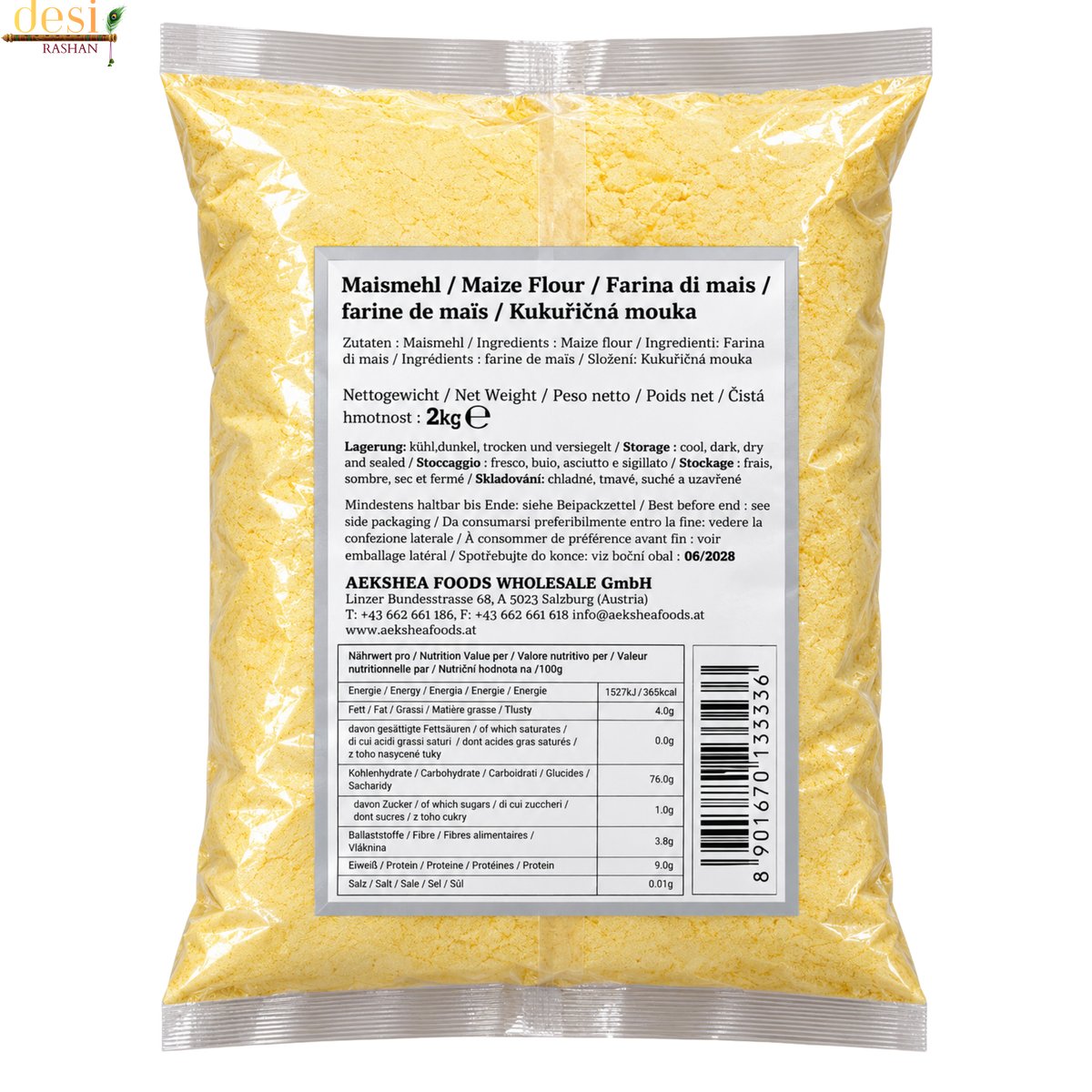 Aekshea - Desi Makai Atta/Makki Maize Flour (2kg) 30.06.2028