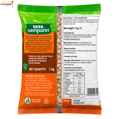 Tata Sampann - Chickpeas Kabuli Chana (1Kg) 30.06.2028