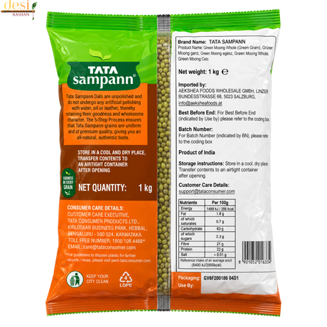 Tata Sampann - Moong Whole/Mung Beans (1Kg) 30.06.2028