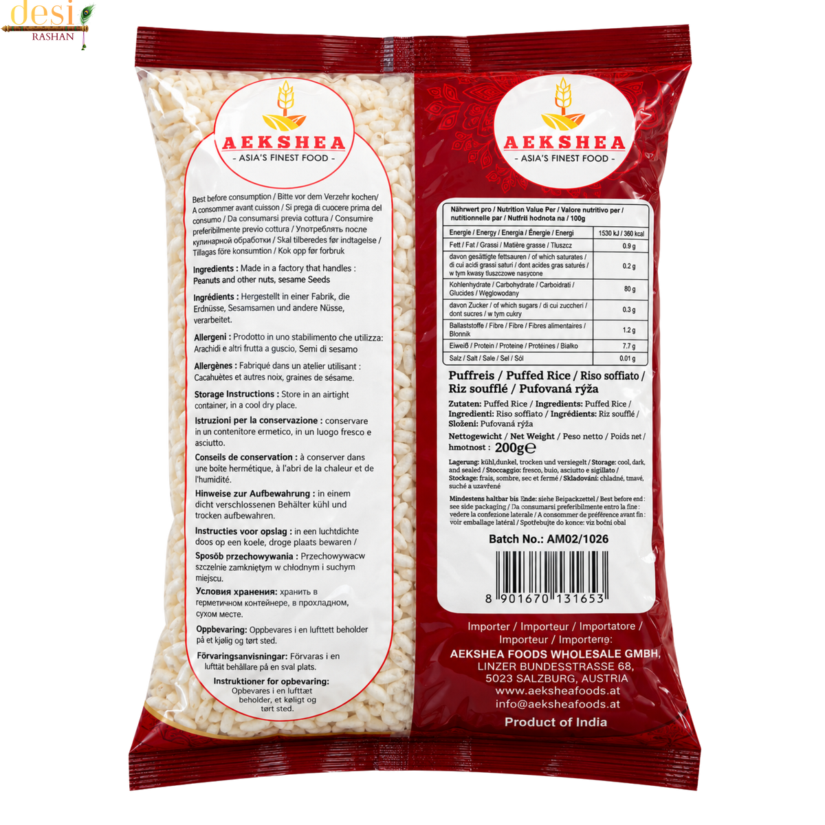 Aekshea - Mumra/Puffed Rice (200g) 31.10.2027
