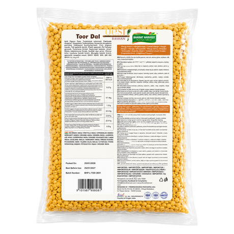 Bharat Harvest - Toor Dal/Split Pigeon Peas (1Kg) 25.01.2027