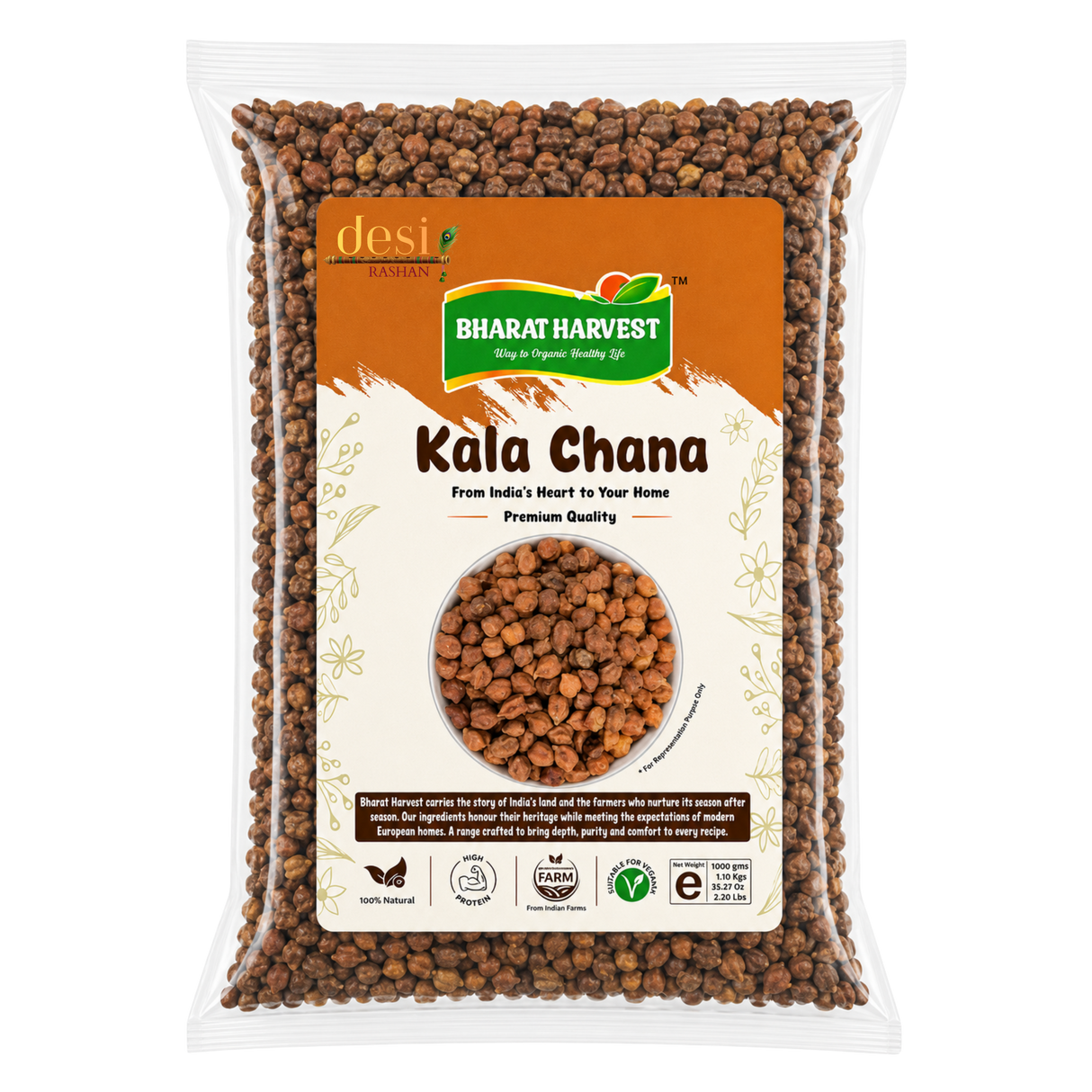 Bharat Harvest - Kala Chana/Brown Chickpeas (1Kg) 25.01.2027
