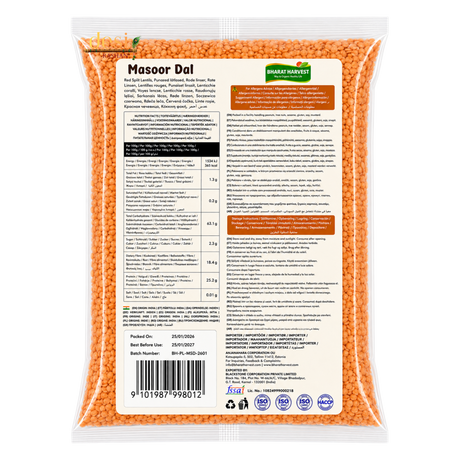 Bharat Harvest - Masoor Dal/Red Split Lentils (2Kg) 25.01.2027