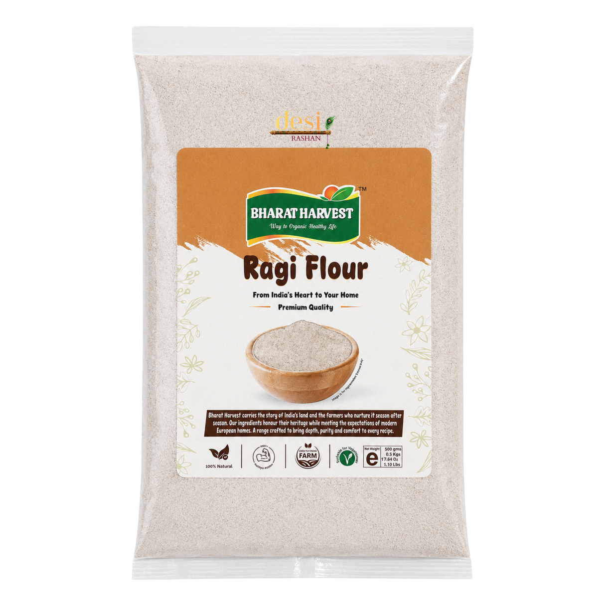 Bharat Harvest - Ragi Flour (500g) 31.01.2027