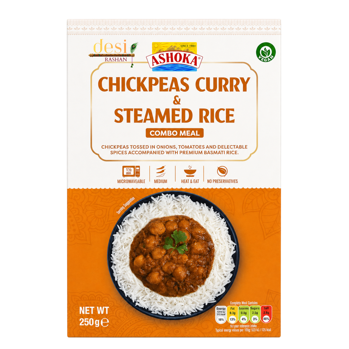 Ashoka - RTE Chickpeas Curry & Steamed Rice (250g) 02.12.2026