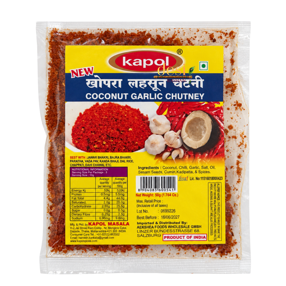 Kapol - Coconut Garlic Chutney (50g) 16.06.2027