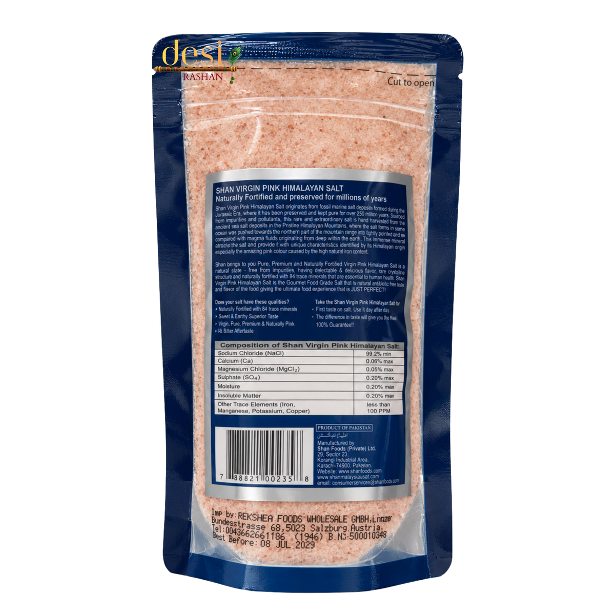 Shan - Virgin Pink Himalayan Salt (400g) 08.07.2029