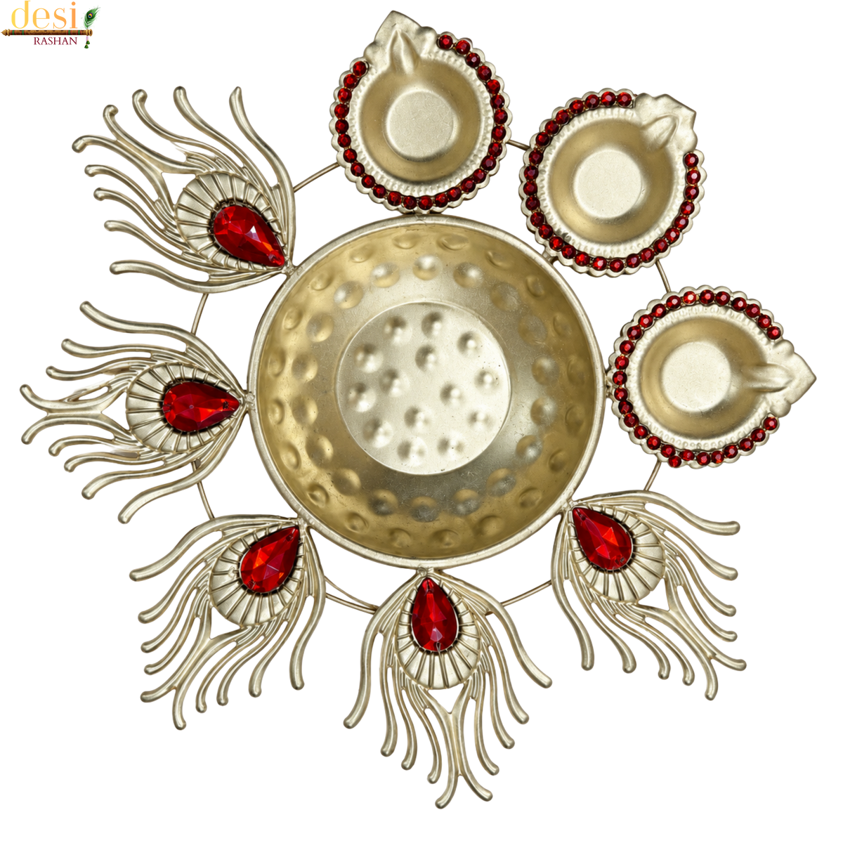 Peacock Design Decorative Diya Set – 3 Diyas