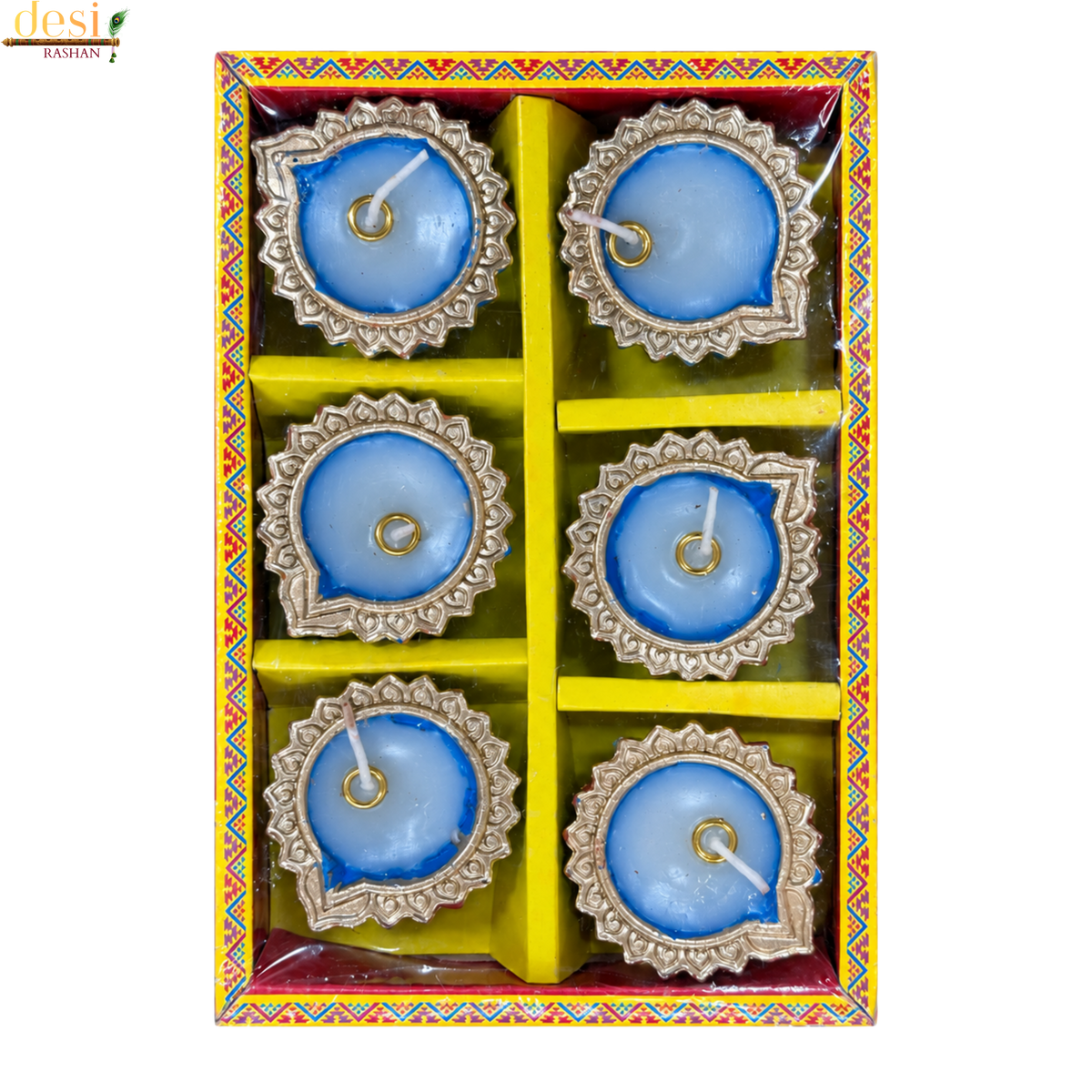 Decorative Diya Candle Set Blue – 6 pcs