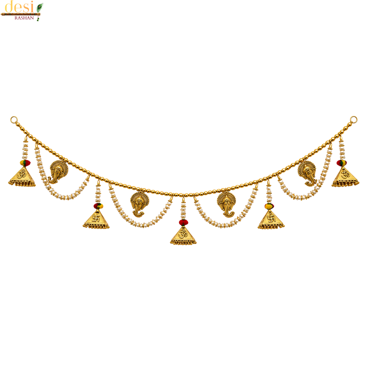Golden Ganesha Decorative Door Toran with Artificial Bells