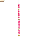 Pink Floral Shubh Labh Hanging Decoration with Bells – 125 cm