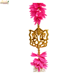 Pink Floral Shubh Labh Hanging Decoration with Bells – 125 cm
