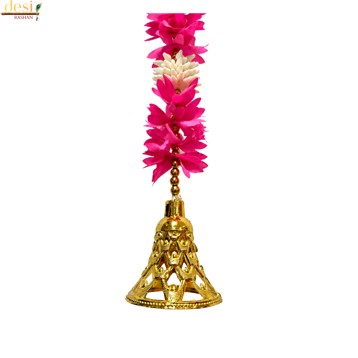 Pink Floral Shubh Labh Hanging Decoration with Bells – 125 cm