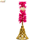 Pink Floral Shubh Labh Hanging Decoration with Bells – 125 cm