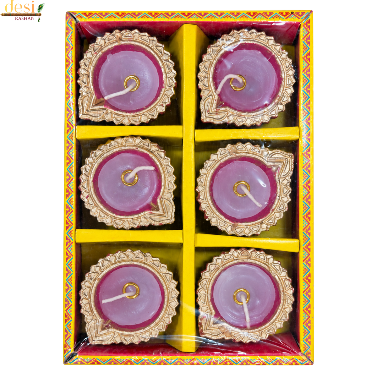 Decorative Pink Diya Candle Set – 6 pcs