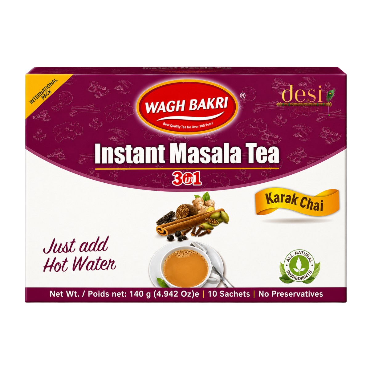 Wagh Bakri - Instant Masala Tea (140g) 29.09.2027