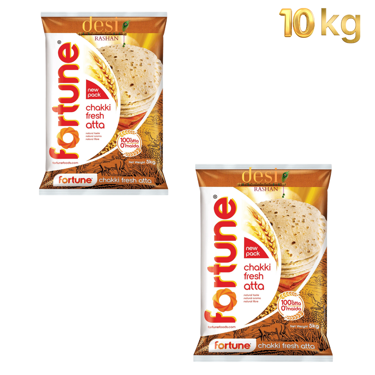 Fortune - Chakki Atta Whole Wheat Flour 2 X (5kg) 27.01.2027